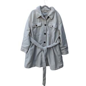 Shirt Jacket Shacket Winter Coat Trench Ava Viv‎ Robe Removable Belt 3X Oatmeal